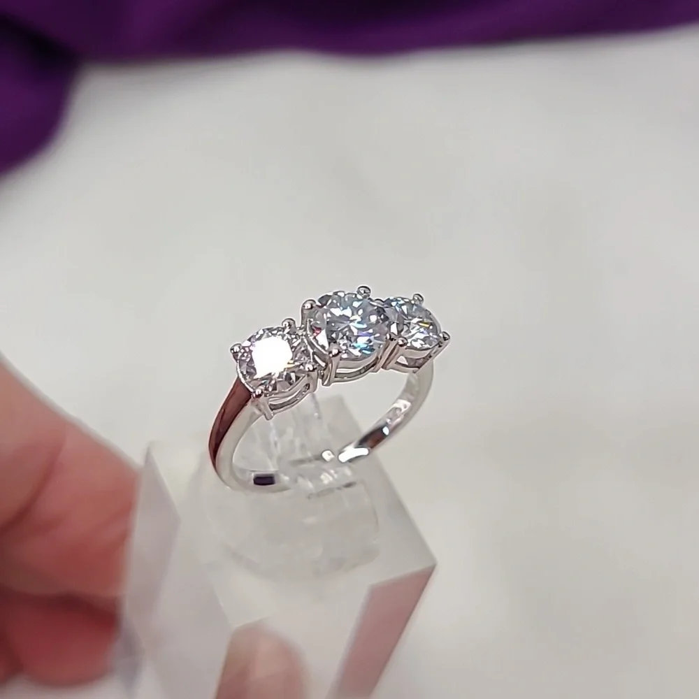 Moissanite 3 Stone 2.50 Carat Band Ring